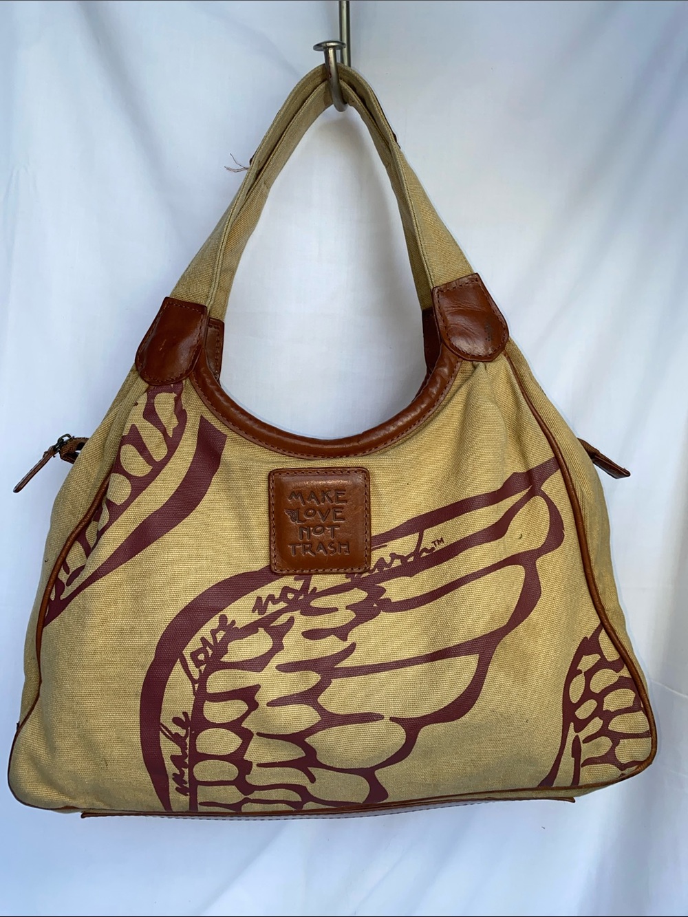 Make Love Not Trash Eco friendly Wing Canvas Tote Bag Purse